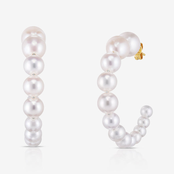 Gold 20MM Mini Pearl Hoop Earrings | Claire's US